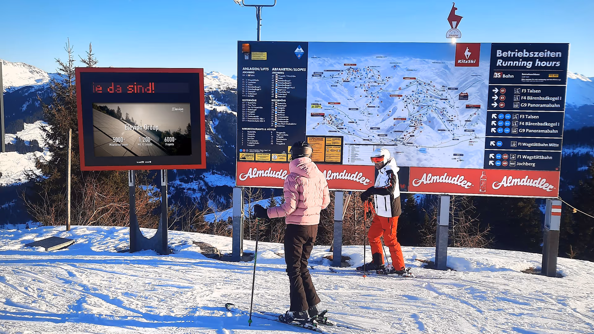 Digital out-of-home on a digital signage panorama system in the KitzSki ski resort, Kitzbühel