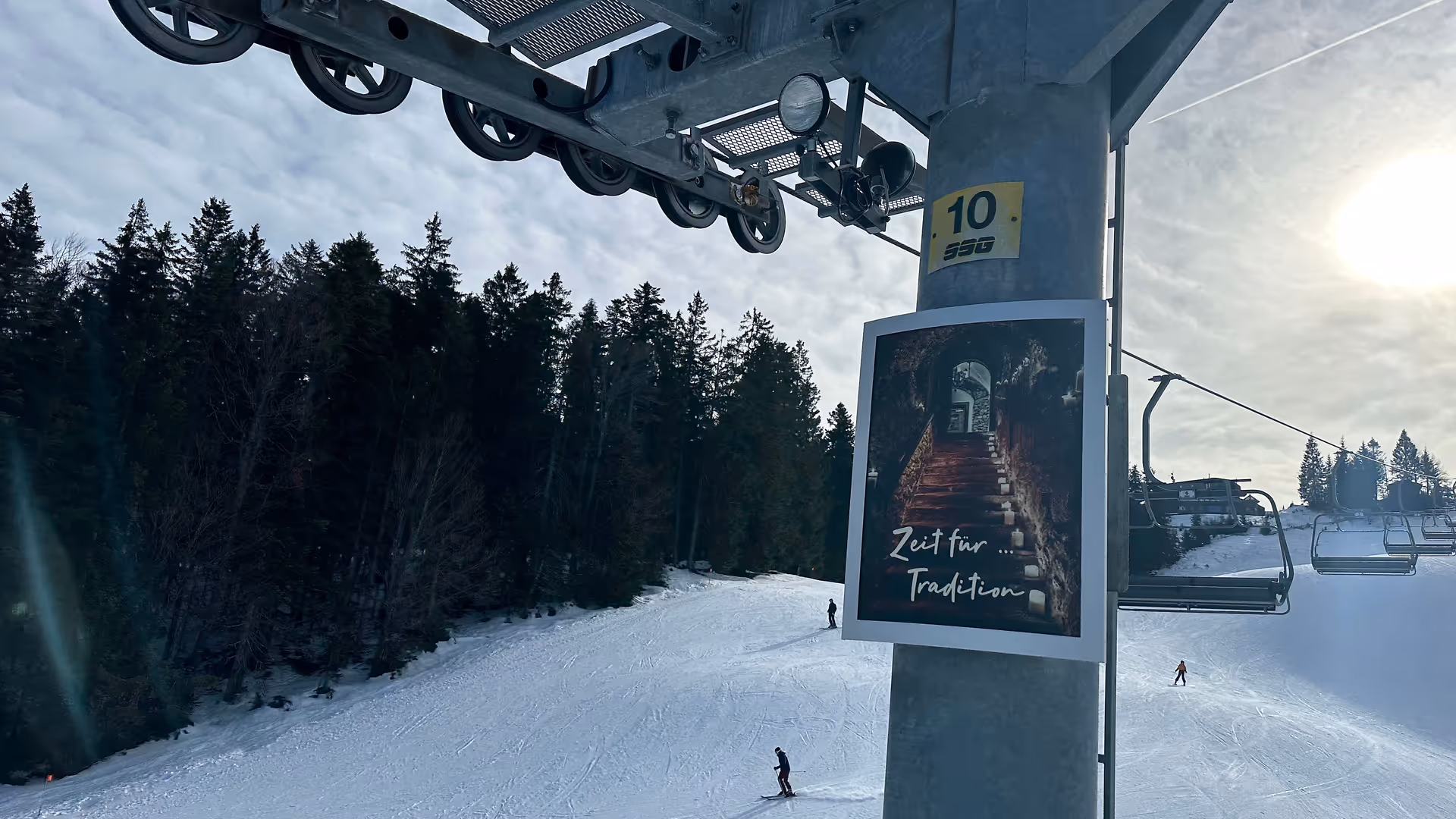 Out-of-home ad by Hotel Klosterbräu on lift tower with “Time for Lifestyle” visual
