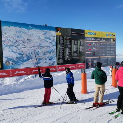 Panorama Info System with Almdudler advertising strip at Ski Arlberg, St. Christoph