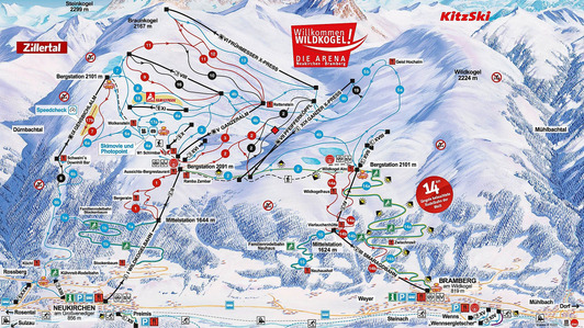 Winterpanorama der Skiregion Wildkogel Arena, Neukirchen am Großvenediger