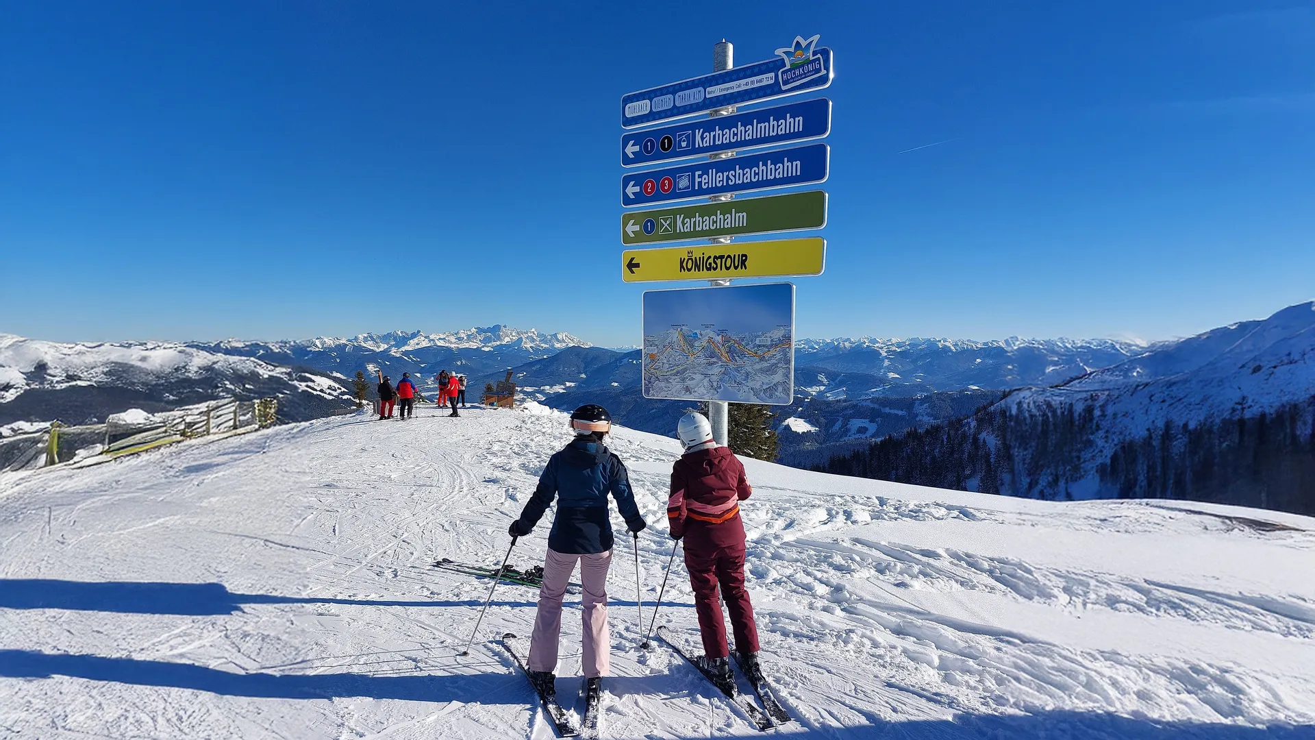 Pistenleitsystem mit Einzelmodulen und Panoramakarte im Hochkönig Design