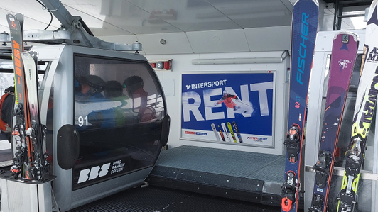 4 Bogen Plakat mit Intersport Rent-Sujet im Skigebiet, Ischgl